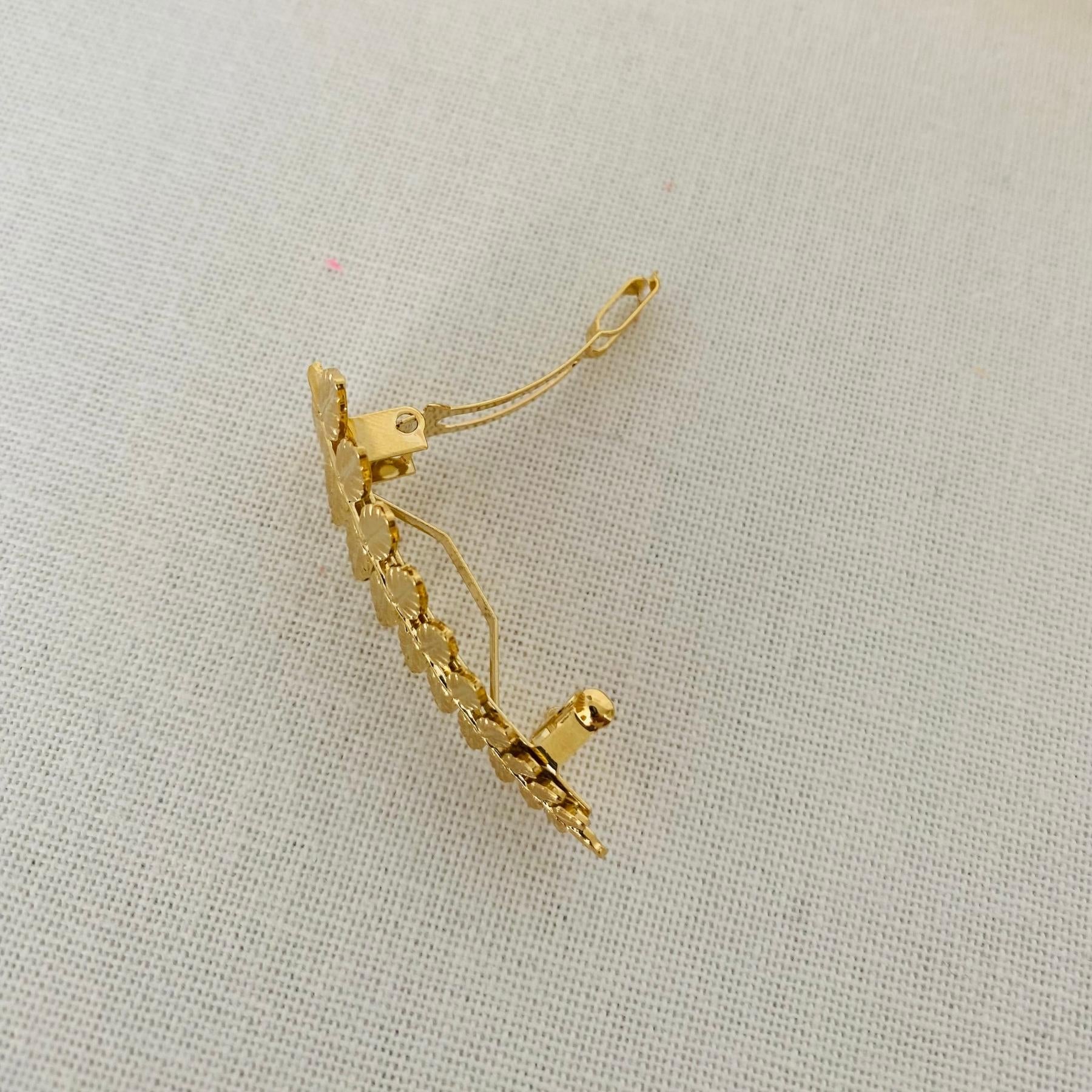 Elégante petite barrette à cheveux dorée feuille en métal