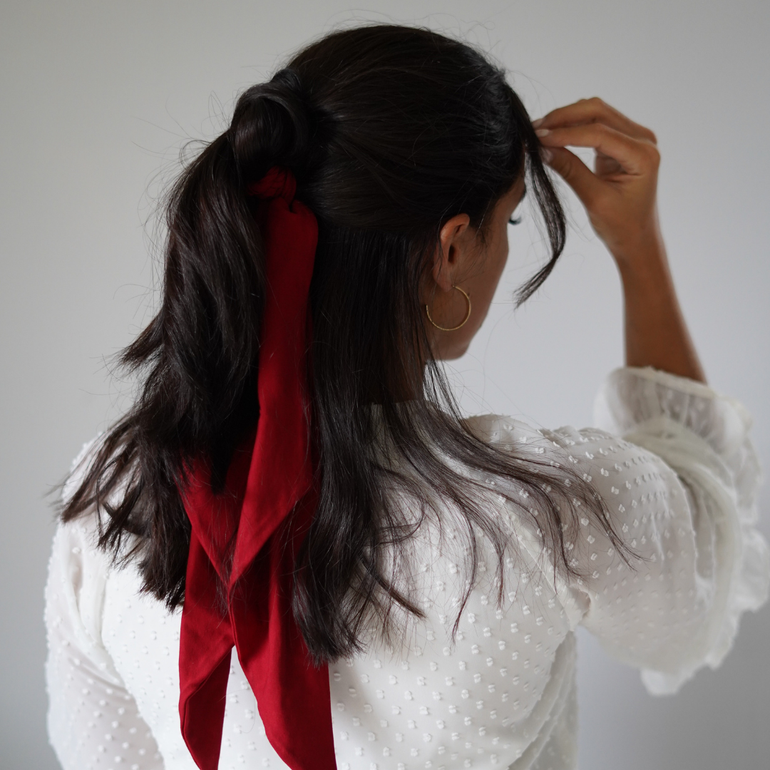 Chouchou foulard rouge foulchie made in France